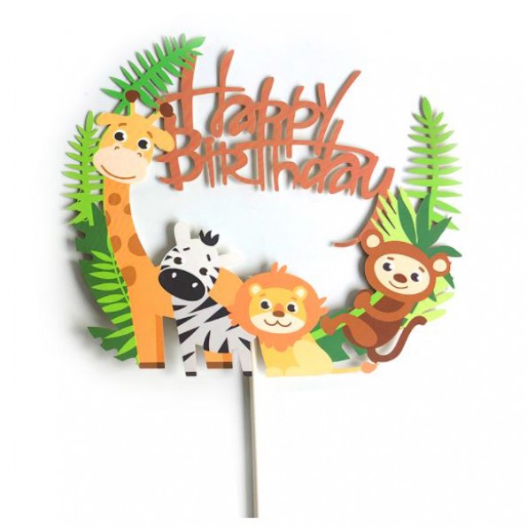 Happy Birthday Animal Cake Topper